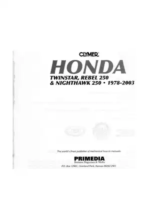 Clymer Honda Twinstar, Rebel 250 & Nighthawk 250 - 1978-2003 Service Manual Preview image 2