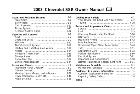 2003-2006 Chevrolet SSR owner manual Preview image 1