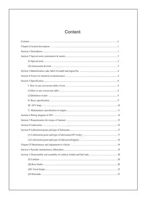 110cc ATV Service and Repair Manual - Comprehensive Guide for Model ATV110-M Preview image 3