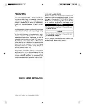 Suzuki RM85/RM85L Owner's Service Manual (2008 Edition) Preview image 3