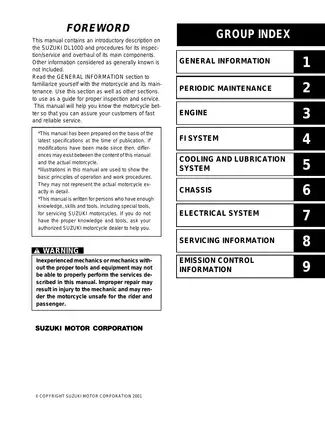 Suzuki DL1000 2002-2009 Service Manual - Maintenance and Repair Guide