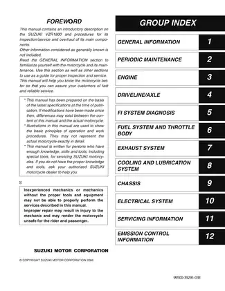 2006-2009 Suzuki Boulevard VZR 1800, M109,  M109R repair manual Preview image 1