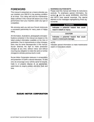 Suzuki RM125 Owner's Service Manual - Essential Guide to Maintaining Your Motorcycle Preview image 3