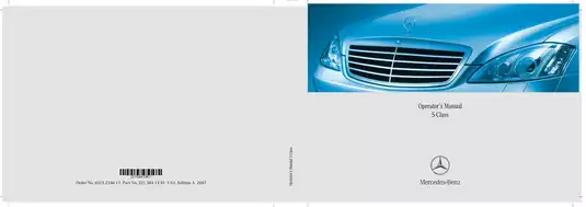Mercedes-Benz S-Class Operator's Manual - 2007 Edition