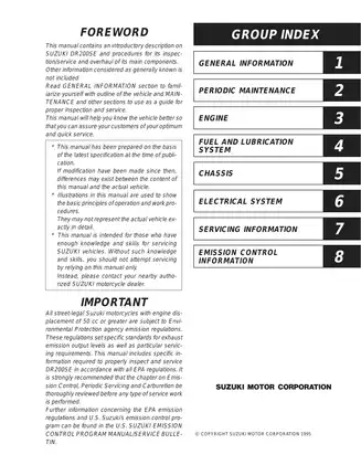 Suzuki DR200SE Service Manual - Comprehensive Guide for Maintenance and Repair Preview image 1