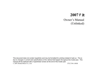Preview: 2006–2008 Honda Fit Service & Repair Manual (P/N 31SAA6020)