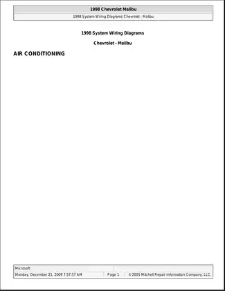 1997-2003 Chevrolet Malibu Wiring Diagrams manual