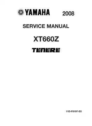 Yamaha XT660Z Tenere 2008 Service Manual