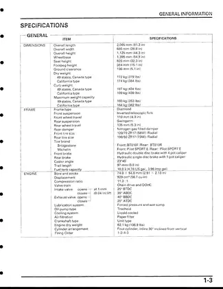 Comprehensive Honda Motorcycle Service Manual: Maintenance and Specifications Guide Preview image 3