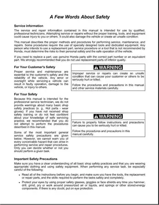 Comprehensive Service Manual for Honda 1995-1996 Motorcycles