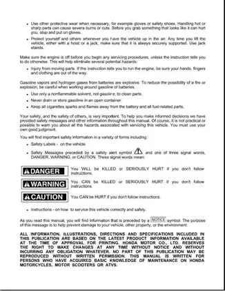 Comprehensive Service Manual for Honda 1995-1996 Motorcycles Preview image 2
