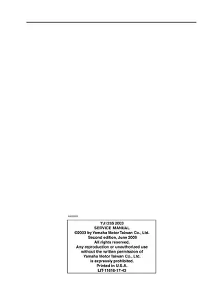 Yamaha YJ125S Scooter Service Manual - Comprehensive Repair Guide for Mechanics Preview image 2