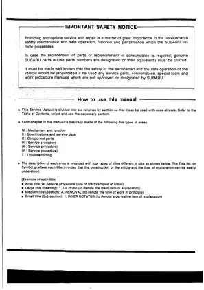 1989-1992 Subaru Liberty, Subaru Legacy service manual Preview image 3