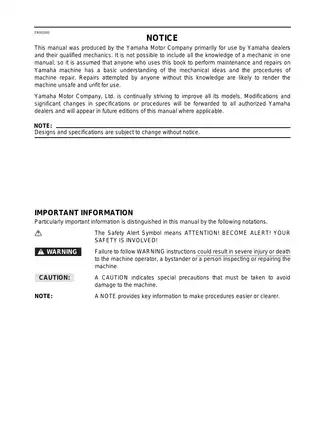 Yamaha YFM400FAR Service Manual (2002 Edition) - Comprehensive Guide to Maintenance and Repair Preview image 3
