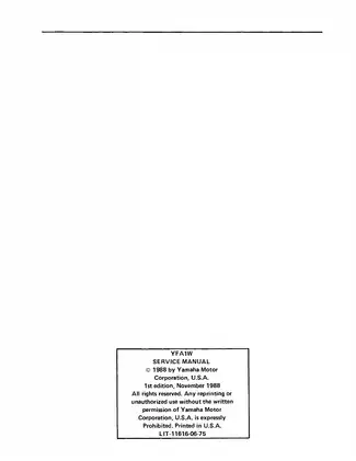 Yamaha YFA1IW 1988 Service Manual for Maintenance and Repairs Preview image 2
