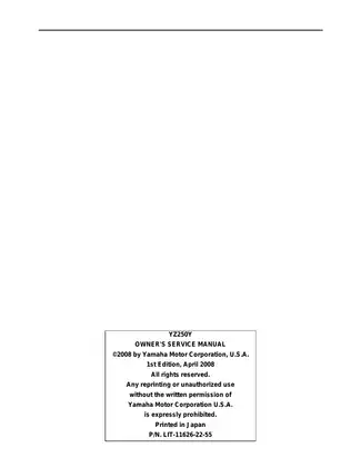 Yamaha YZ250Y Owner's Service Manual (2008 Edition) Preview image 3
