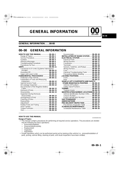 Preview: 1999–2003 Mazda Protege Service & Repair Manual (P/N A3U000000001W01)