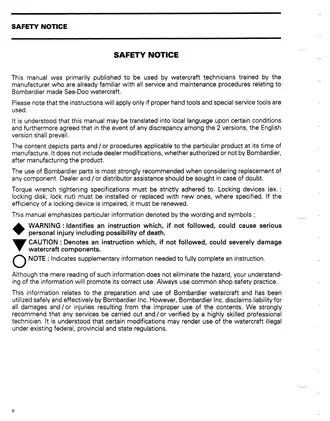 Comprehensive Bombardier Sea-Doo Watercraft Shop Manual Preview image 5