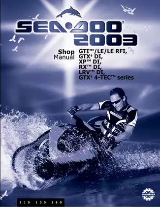 2003 BRP XP DI, GTI, GTI LE,  GTX DI,  GTX 4-TEC, Supercharged Sea-Doo shop manual Preview image 1