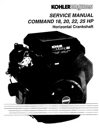 Kohler Command 18 hp, 20 hp, 22 hp, 25 hp horizontal crankshaft service manual Preview image 1