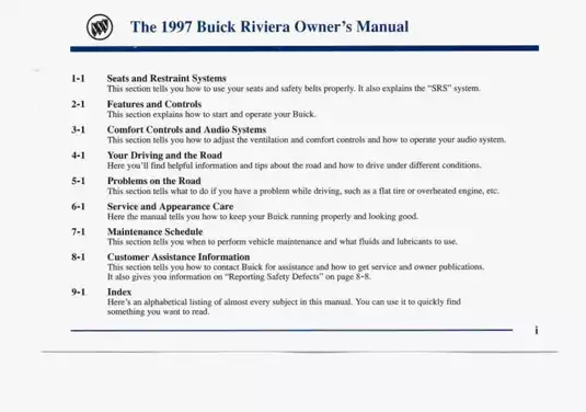 1995-1999 Buick Riviera owner´s manual Preview image 2