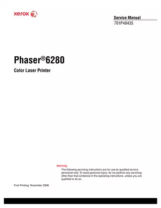 Xerox Phaser 6280 Color Laser Printer Service Manual Preview image 3