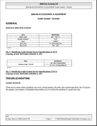 2003-2009 Kia Sorento repair manual Preview image 1