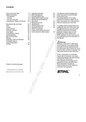 Stihl Chainsaw 009, 010, 011 manual Preview image 1
