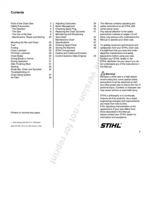 Stihl Chainsaw 009, 010, 011 manual/parts list