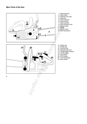Stihl Chainsaw 009, 010, 011 manual/parts list Preview image 2