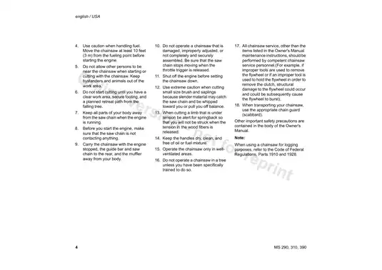 Stihl 290 310 390 chainsaw service manual Preview image 4