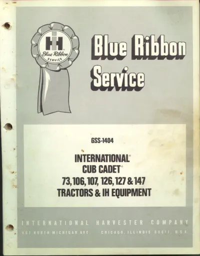 Preview: 1969–1971 IH Cub Cadet 73, 106, 107, 126, 127, and 147 Tractor Full Service Manual (P/N GSS-1404)