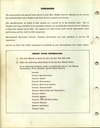 International Cub Cadet Tractor Service Manual (Models 73, 106, 107, 126, 127, 147) Preview image 2