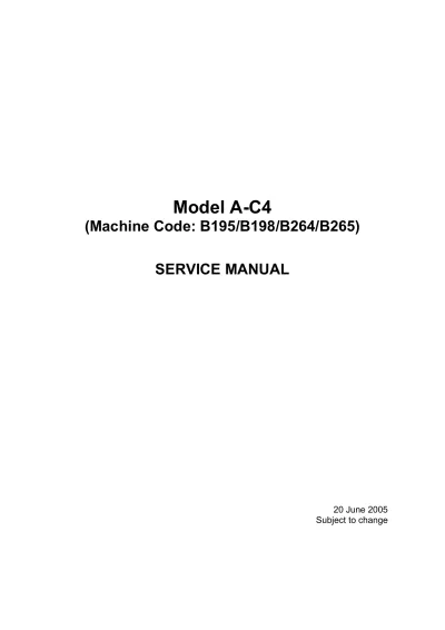 Canon Model A-C4, B195, B198, B264, B265 Service & Repair Manual (P/N C4085-91017)