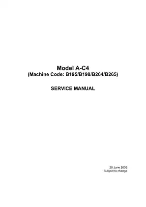 Comprehensive Service Manual for Copier Models B195, B198, B264, B265 (2005 Edition)