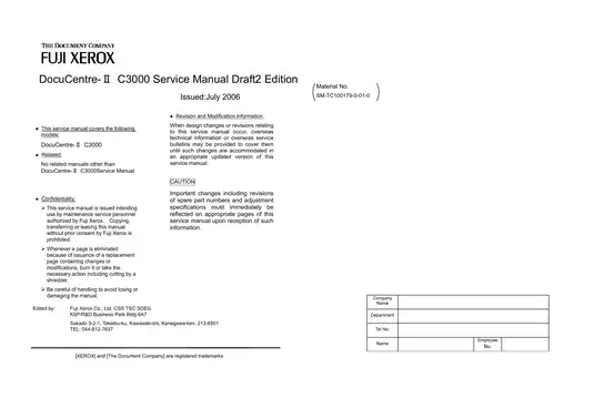 Fuji Xerox DocuCentre-II C3000 Service Manual - Comprehensive Guide Preview image 3