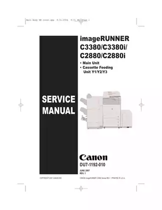 Canon imageRUNNER C3380, C3380i, C2880, C2880i multifunctional printer (MFP) service manual