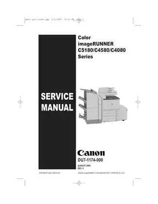 Canon Color imageRUNNER C5180, C4580, C4080 service manual Preview image 1