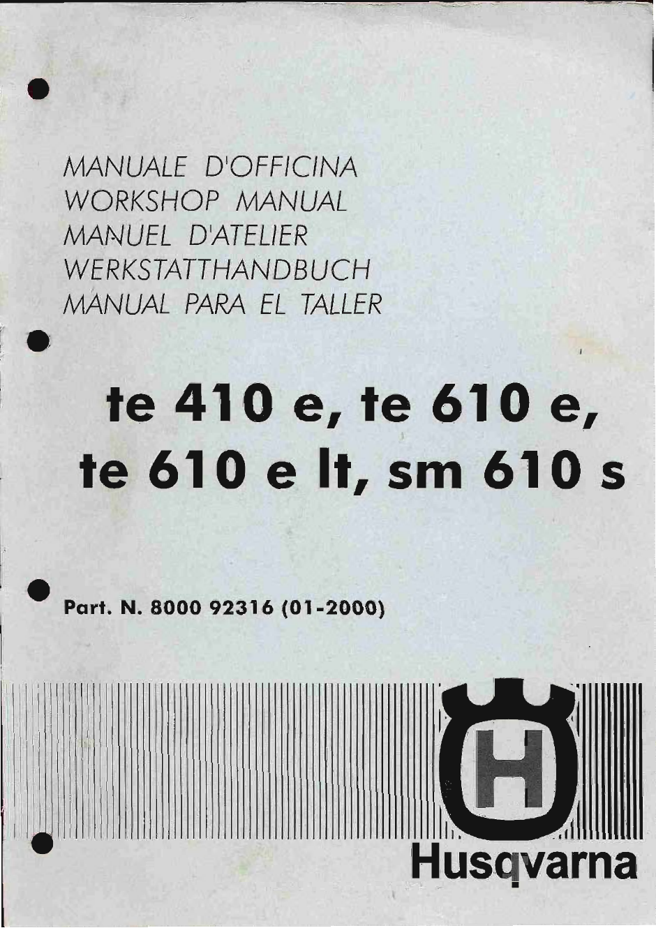 1998-2000 Husqvarna TE410, TE610, TE610e, LT SM610S workshop manual Preview image 1