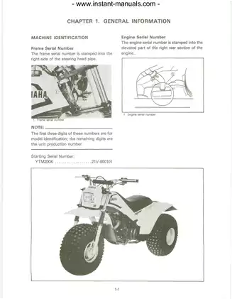 1983-1987 Yamaha YTM200K Tri-Moto repair manual Preview image 3