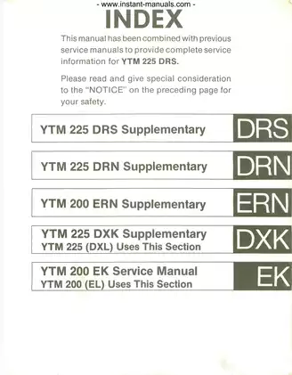 Yamaha YTM 200 ERN, YTM 200 EK, YTM 200 EL repair manual Preview image 1
