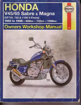 1982-1988 Honda VF700, VF750, VF1100, V45, V65, Sabre Magna owners workshop manual Preview image 1