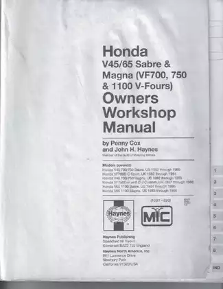 Honda V45/65 Sabre & Magna Owners Workshop Manual (1982-1988) Preview image 2