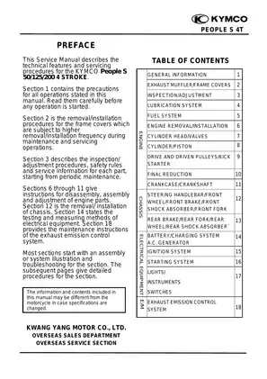 Kymco People S 50, S 125, S 200 service manual Preview image 3