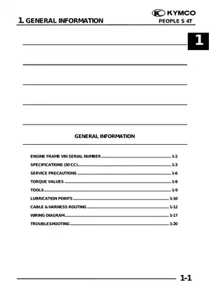 KYMCO PEOPLE S 4T Service Manual (50/125/200CC) - Comprehensive Guide Preview image 4