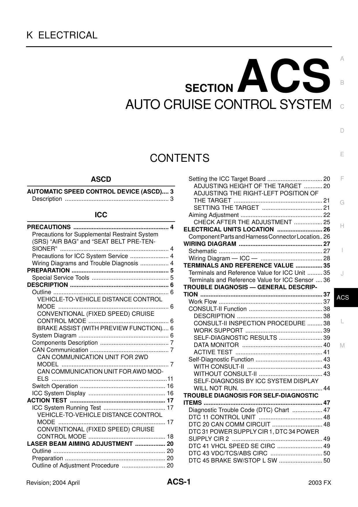 2003-2005 Infiniti FX45, FX35 Auto Cruise Control System manual