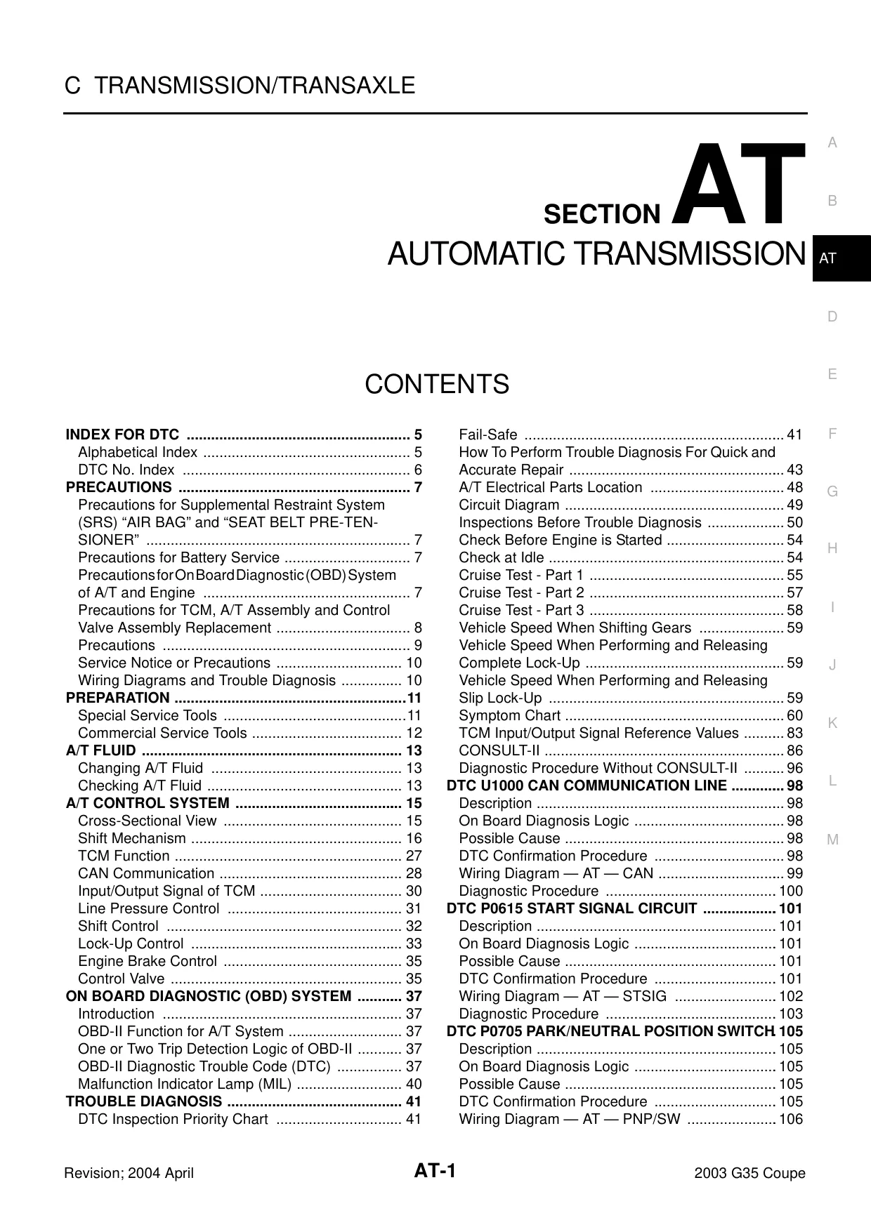 2003-2007 Infiniti G35 Automatic Transmission manual