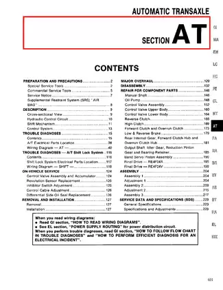 1996-2001 Infiniti I30 Automatic Transaxle manual