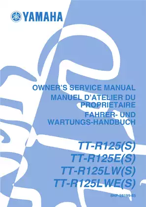 2004 Yamaha TT-R125(S), TT-R125E(S), TT-R125LW(S), TT-R125LWE(S) owner´s service manual Preview image 1