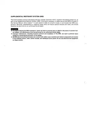 Honda 1992-1995 Honda Civic repair manual manual preview page 2 - thumbnail